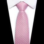 Hand Made Neck Tie // Light Pink + White Stripe