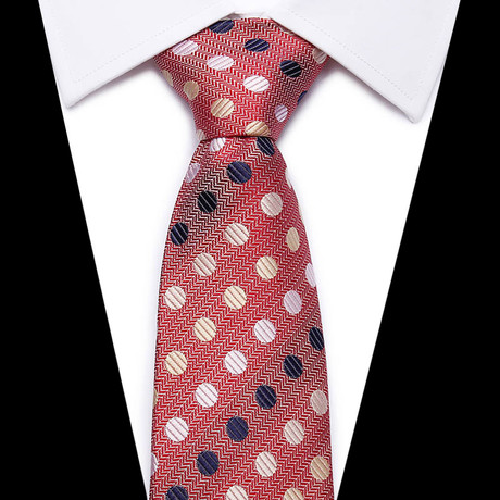 Hand Made Neck Tie // Slate + Red Polka Dots