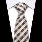 Neck Tie // Cream + Brown Cross Stripe
