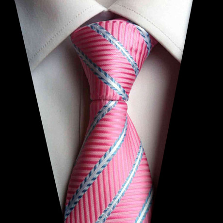 Silk Tie // Pink + Blue Stripe