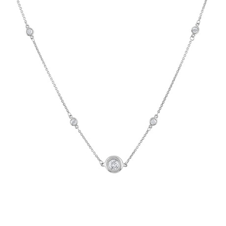 Estate 14k White Gold Chain Diamond Necklace