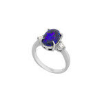 Estate Platinum Diamond + Opal Ring // Ring Size: 6.75