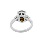 Estate Platinum Diamond + Opal Ring // Ring Size: 6.75