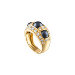Vintage Piaget 18k Yellow Gold Diamond Hematite Ring // Ring Size: 5.5