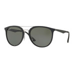 Unisex Round Double Bridged Polarized Sunglasses // Black + Gray