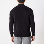 Quarter Zip Ribbed Sweater // Black (S)
