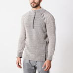 Quarter Zip Ribbed Sweater // Oatmeal (S)