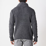 Cable Knit Button Sweater // Charcoal (S)