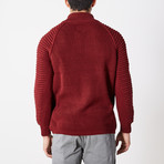 Quarter Zip Ribbed Sweater // Burgundy (M)