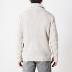 Cable Knit Button Sweater // Oatmeal (3XL)