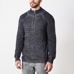 Quarter Zip Ribbed Sweater // Navy (S)