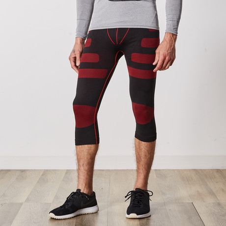 Men's Compression Leggings with Targeted Compression // Red (L)