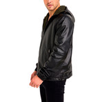 Remi Reversible Leather Jacket // Black + Khaki Green (Small)