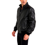 Arthur Reversible Leather Jacket // Black + Khaki (X-Large)