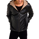 Remi Reversible Leather Jacket // Black + Beige (X-Large)