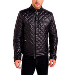 Devin Leather Jacket // Navy (2X-Large)