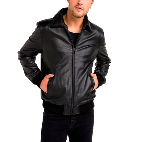 Shoosh Leather Jacket // Black (Small)
