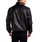 Arthur Reversible Leather Jacket // Black + Khaki (Medium)