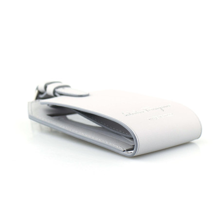 Salvatore Ferragamo // Smooth Leather Luggage Tag // Gray