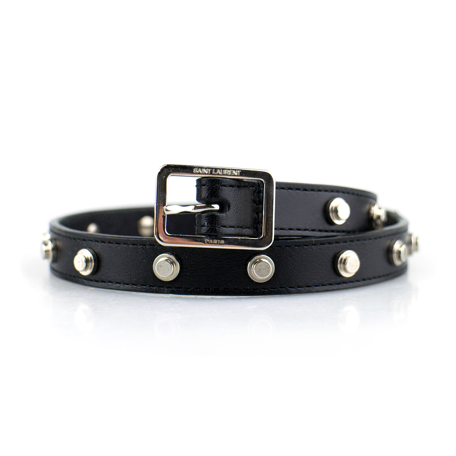 Saint Laurent // Leather Bracelet // Black + Silver Stud - Cartier