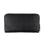 Salvatore Ferragamo // Leather Printed Gancio Zip Wallet // Black