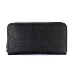 Salvatore Ferragamo // Leather Printed Gancio Zip Wallet // Black