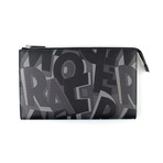 Salvatore Ferragamo // Printed Leather Pouch Clutch // Black + Gray