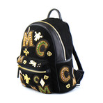 MCM // Suede Leather Crown Jewel Small Backpack // Black