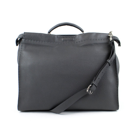 Fendi // Leather Peekaboo Selleria Handbag // Gray