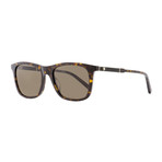 Mont Blanc // Men's MB606S-52E Square Sunglasses // Dark Havana + Brown