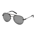 Montblanc // Men's Aviator Sunglasses // Matte Anthracite + Mirrored Smoke