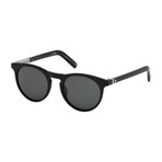 Montblanc // Men's Round Sunglasses // Shiny Black + Smoke