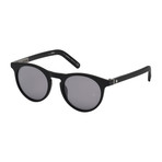 Montblanc // Men's Round Sunglasses // Matte Black + Mirrored Smoke
