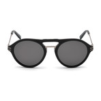 Montblanc Men's Round Sunglasses // Shiny Black+ Smoke Polarized