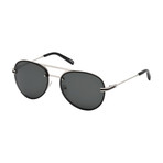 Montblanc // Men's Aviator Sunglasses // Shiny Ruthenium + Smoke
