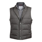 Two Tone Double Layer Puffer Vest // Gray (XS)