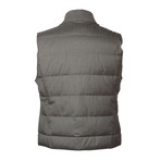 Two Tone Double Layer Puffer Vest // Gray (M)