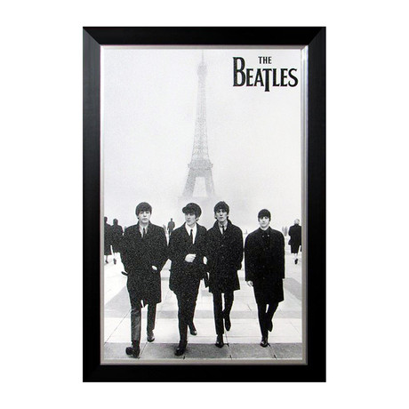 The Beatles // Textured Canvas Print At The Eiffel Tower // Custom Framed