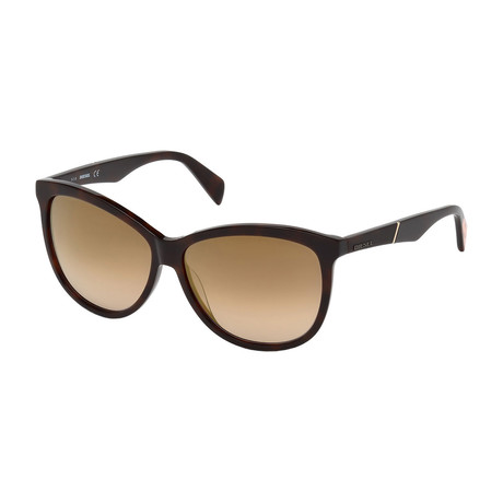 Diesel // Women's Dl0221-52G Sunglasses // Dark Havana + Brown Mirror