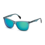 Diesel // Unisex Dl0222-87Q Sunglasses // Shiny Turquoise + Green Mirror