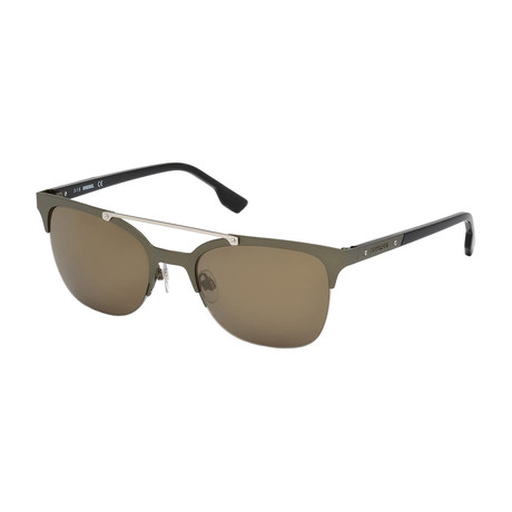 Diesel // Men's Dl0215-97G Sunglasses // Matte Dark Green + Brown Mirror