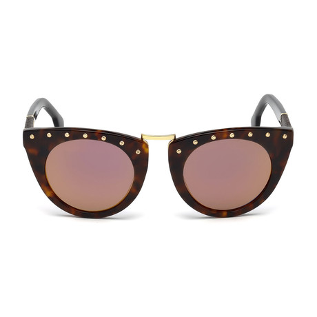 Diesel Women's Dl0211-52X Sunglasses // Dark Havana + Blue Mirror