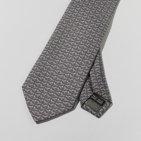 Dragonfly Print Tie // Grey