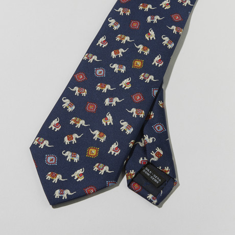 Elephant Print Tie // Blue II