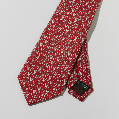 Elephant Print Tie // Red