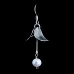 Beautiful Brushed Silver Earrings with Akoya Pearls
