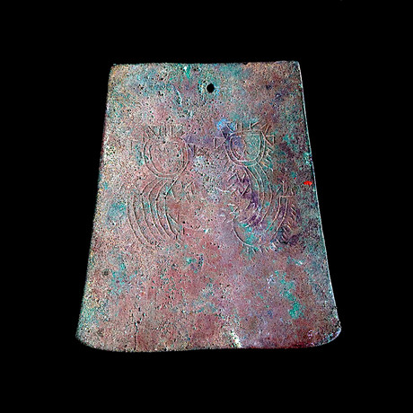 Bronze Blade + Plaque with Mythological Creatures // Peru Ca. 400-700 CE