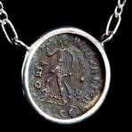 Roman Emperor Valentinian the Great // Authentic Bronze Coin Silver Necklace // Roman Empire // 364-375 CE