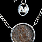 Roman Emperor Valentinian the Great // Authentic Bronze Coin Silver Necklace // Roman Empire // 364-375 CE