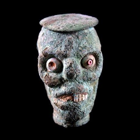 Pre-Columbian Copper Skull Vessel // Peru Ca. 100-700 CE
